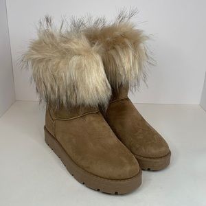 Cute New Tan Dirty Laundry Sugar Hill Cozy Faux Fur Boots Size 7